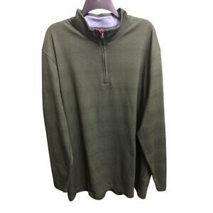 Cremieux Mens XXL Pullover Khaki Olive Green Activewear Quarter Zip Mock Neck